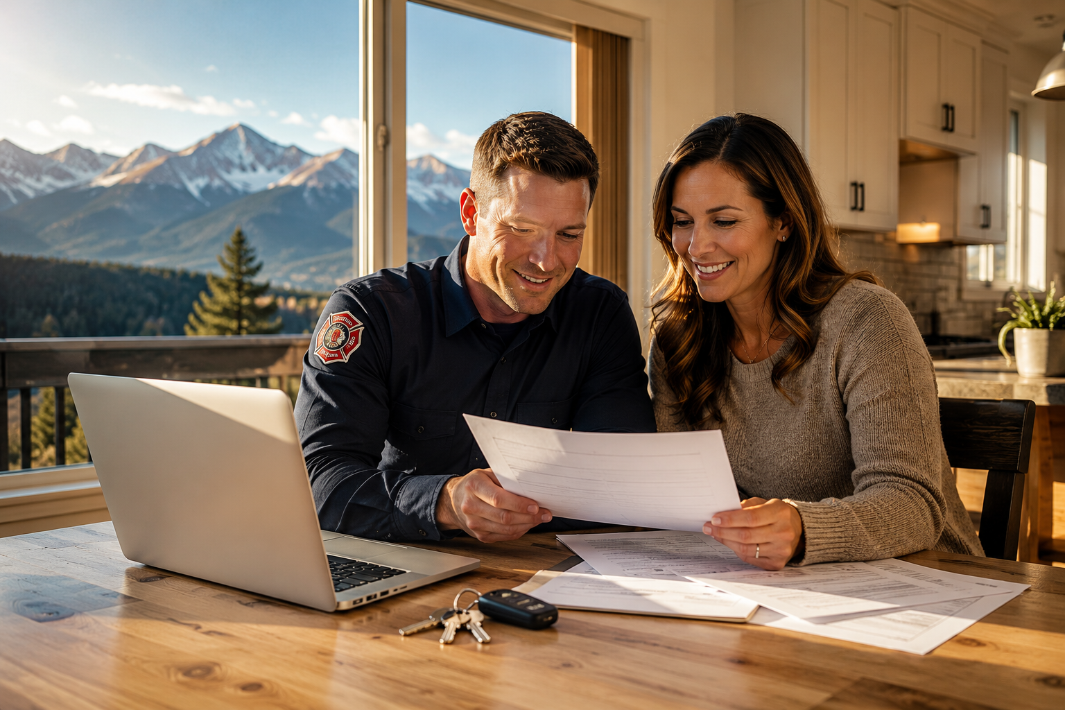 Colorado couple reviewing CHFA loan documents